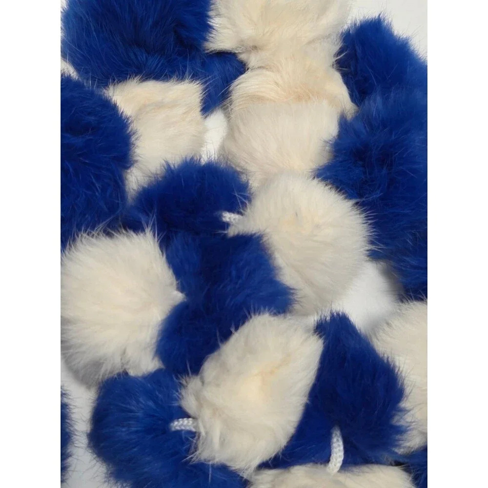 Cejon Rabbit Fur Pom Pom Infinity Scarf - Picture 4 of 7